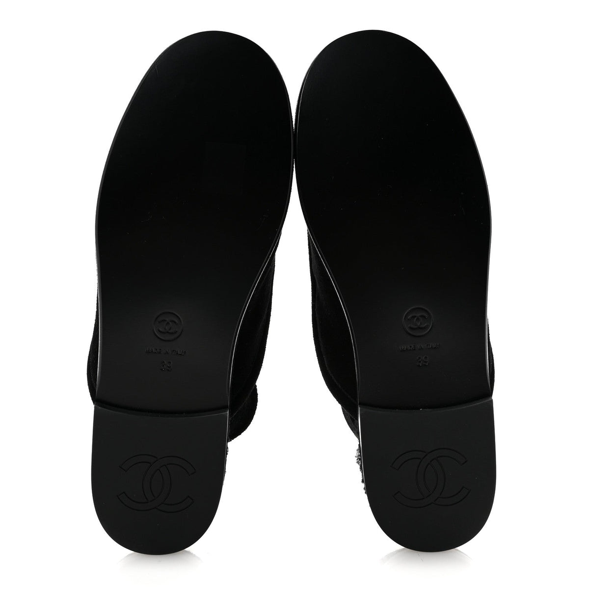 Suede Calfskin CC Slingback Loafers 39 Black