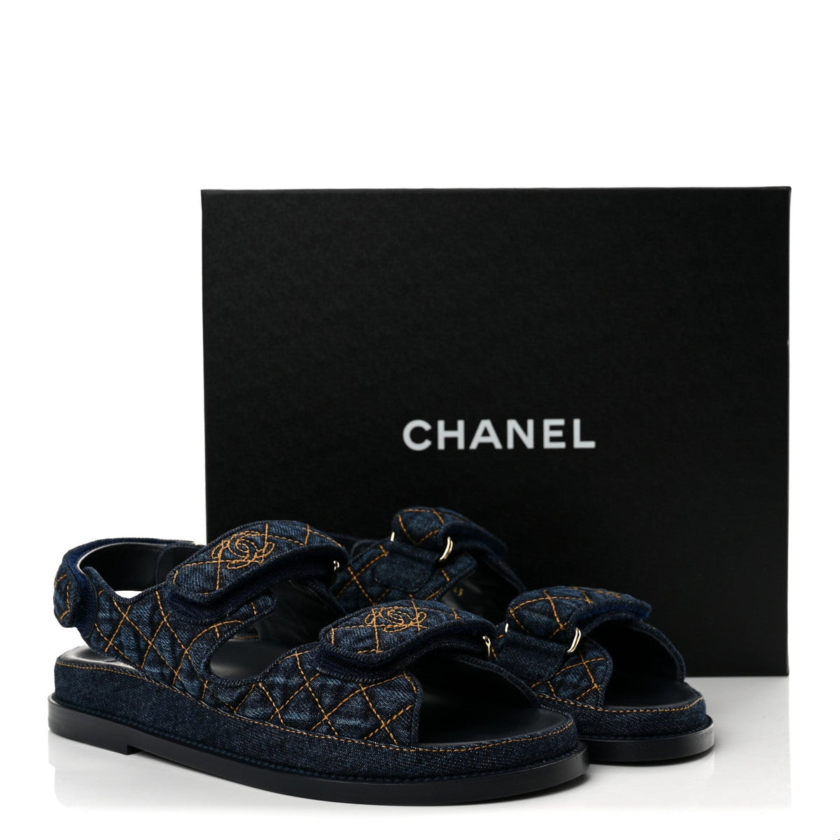 Denim Velcro Dad Sandals 36.5 Navy Blue