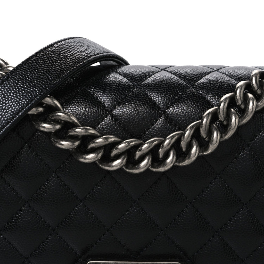 Caviar Quilted Small Boy Flap Black