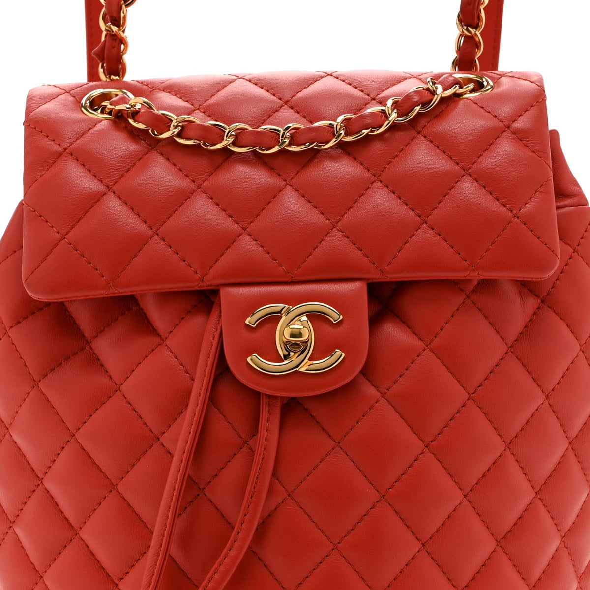 Lambskin Quilted Small Urban Spirit Backpack Red
