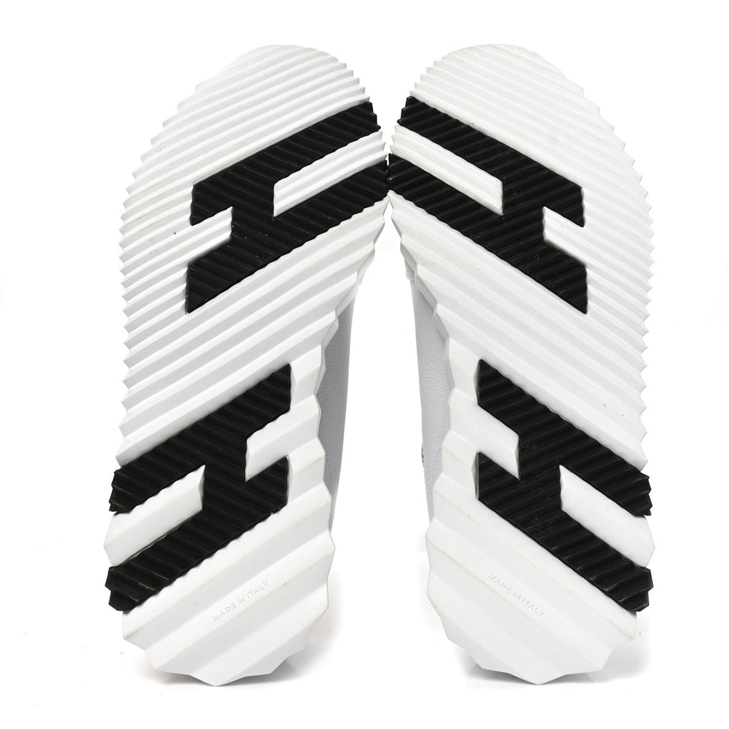 Calfskin Suede Goatskin Bouncing Sneakers 37.5 White Black