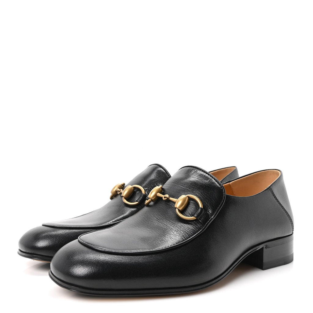 Goatskin Womens Horsebit Mid-Heel Loafers 37 Black