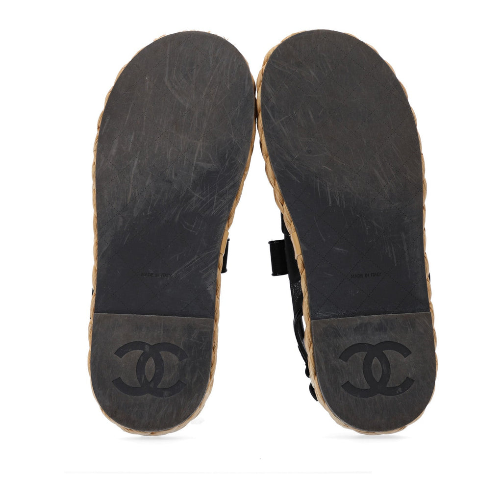 Mesh Patent Calfskin Velcro Dad Sandals 40.5 Black