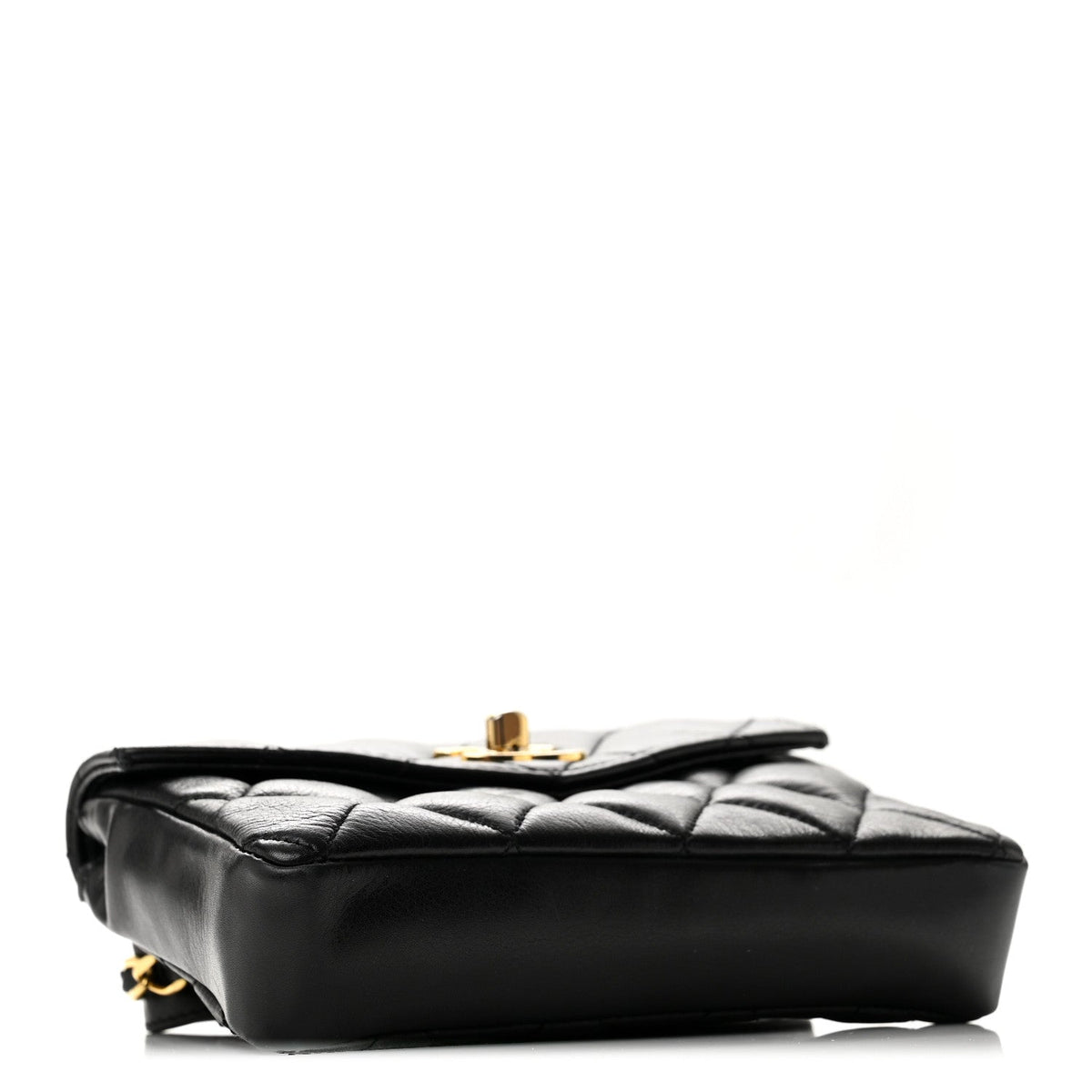 Lambskin Quilted Flap Waist Belt Bag 75 30 Black
