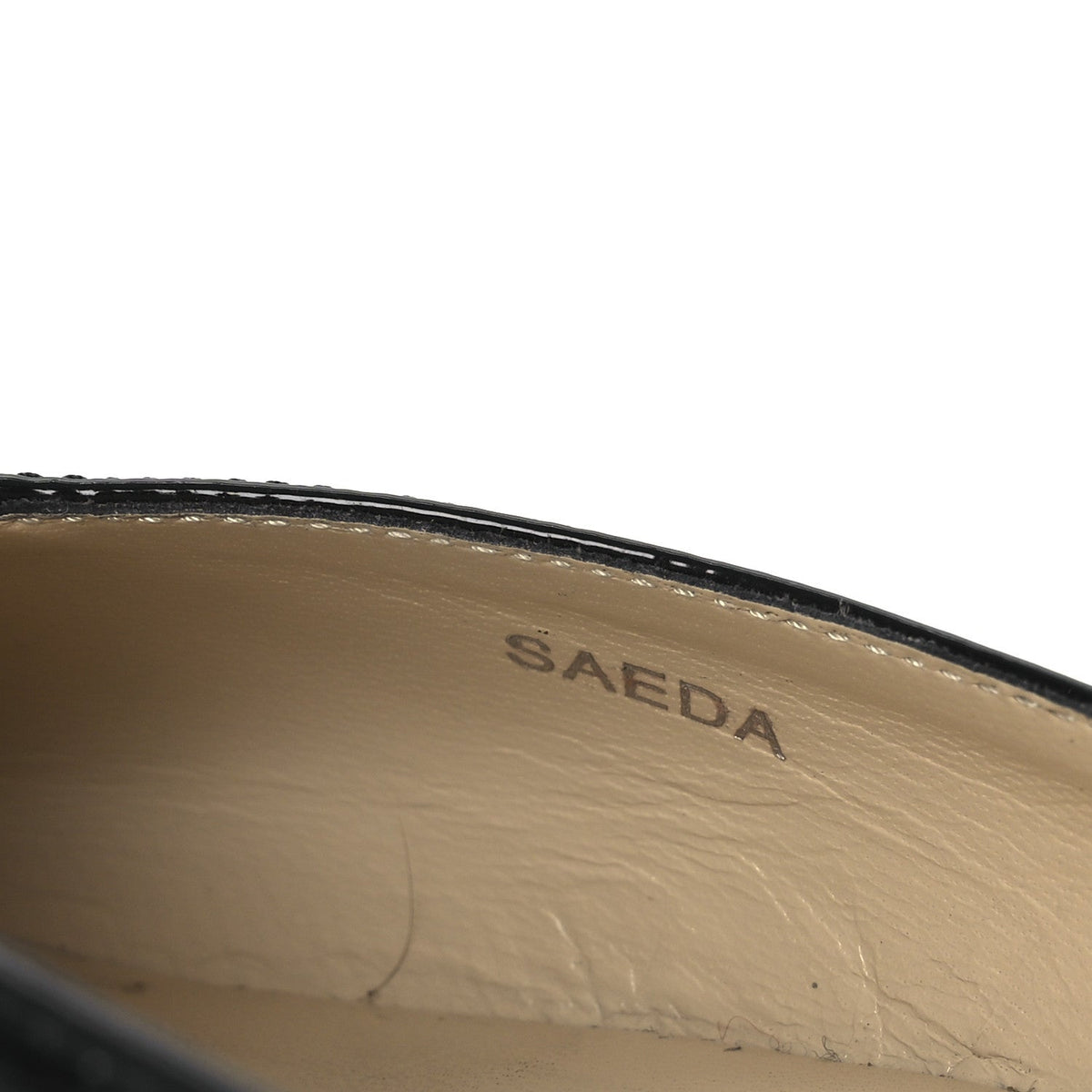 Patent Crystal Saeda Flats 38 Black