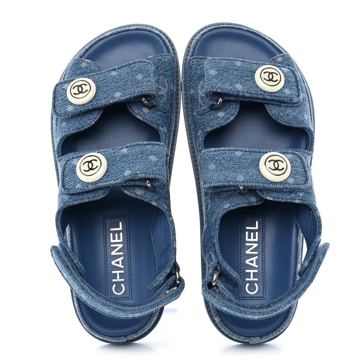 Printed Denim CC Dad Sandals 36 Light Blue