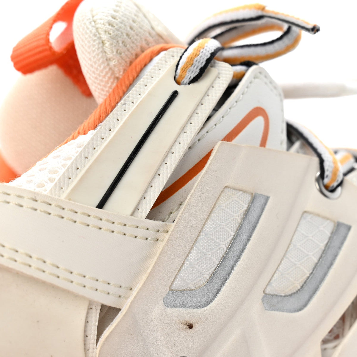 Rubber Mesh Fabric Monocolor Recycled Sole Womens Track Sneakers 35 White Orange