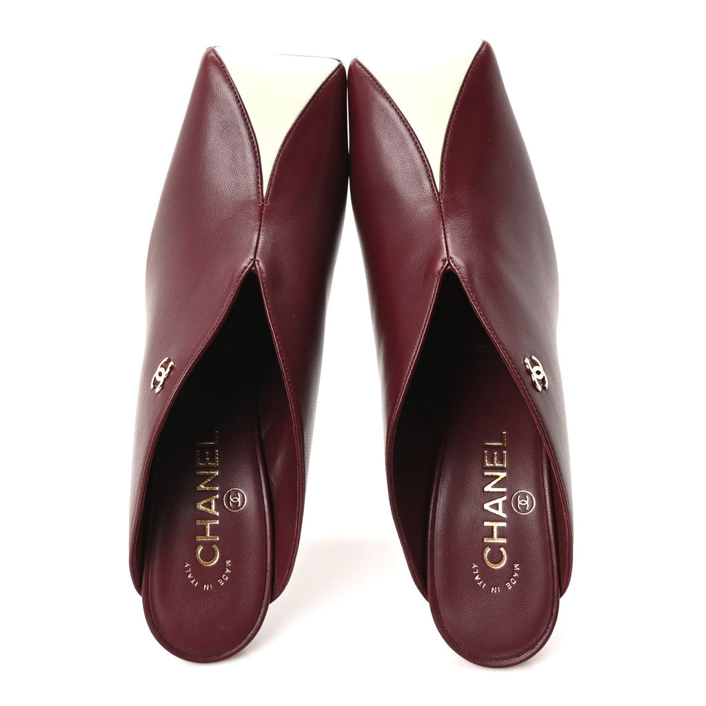 Lambskin Mules 40 Dark Burgundy Light Green