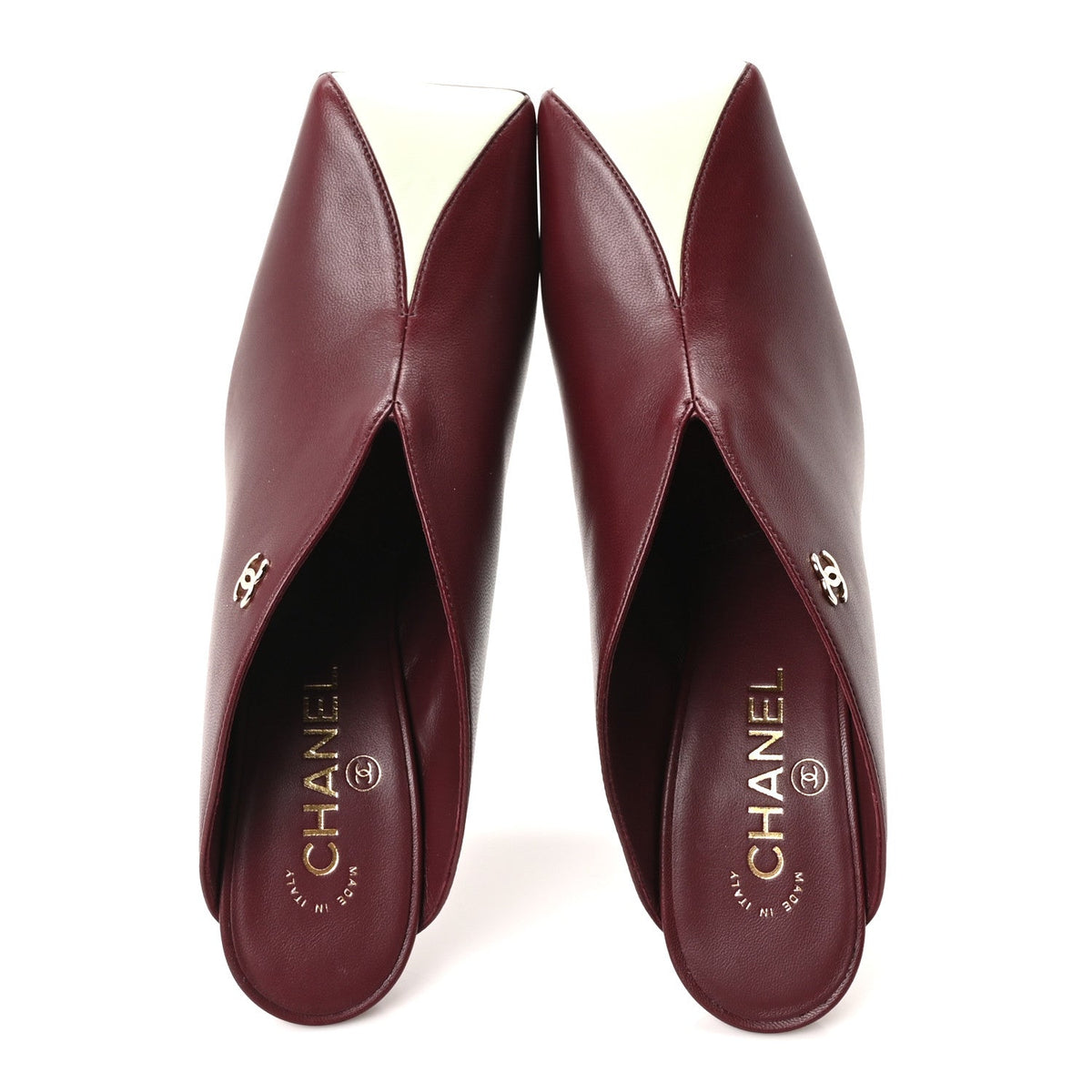 Lambskin Mules 40 Dark Burgundy Light Green