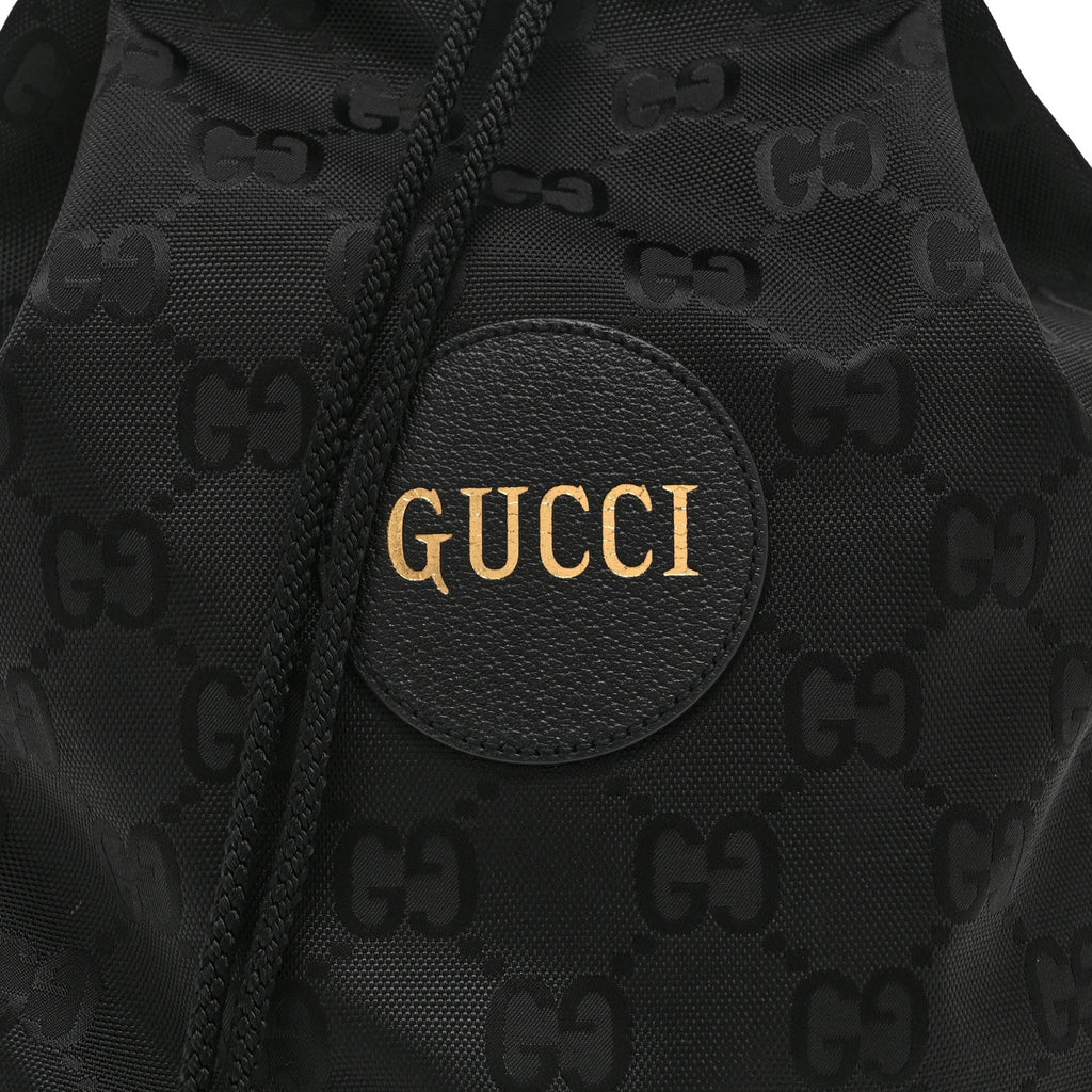 Econyl Nylon Monogram Off The Grid Drawstring Bucket Backpack Black