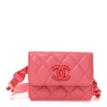 Caviar Quilted My Everything Belt Flap Card Holder Pink