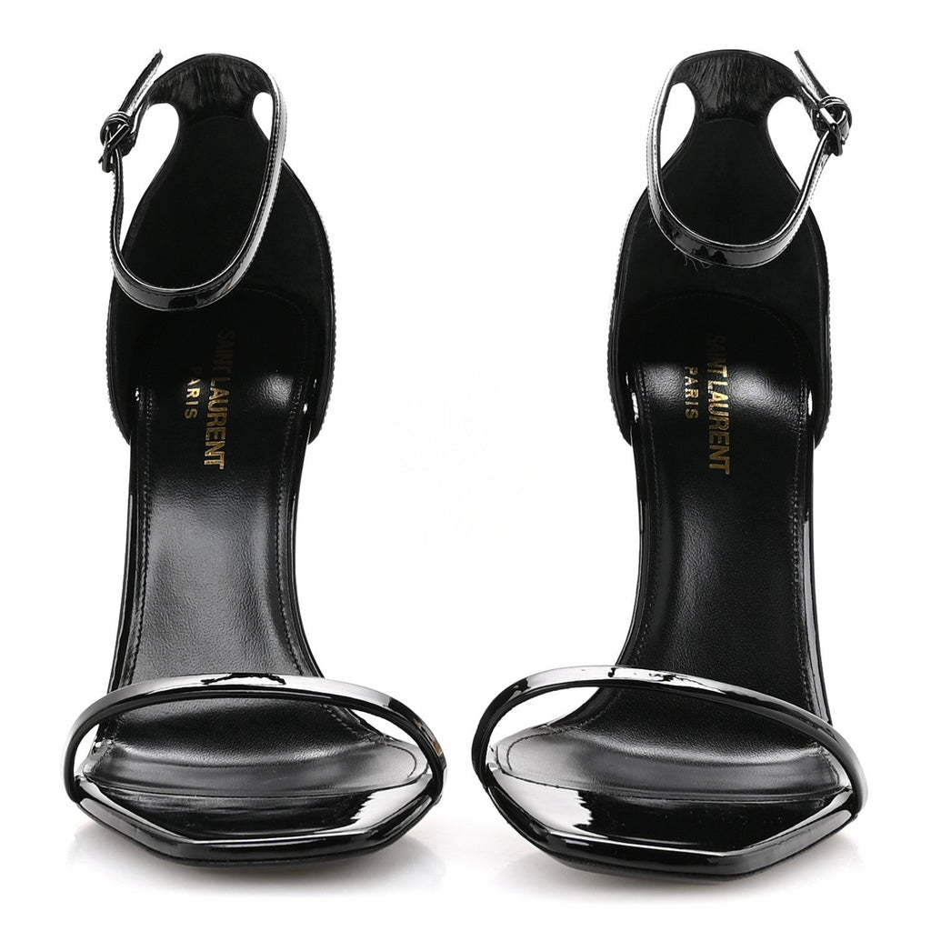 Patent Calfskin Opyum 110 Sandals 39.5 Black Gold