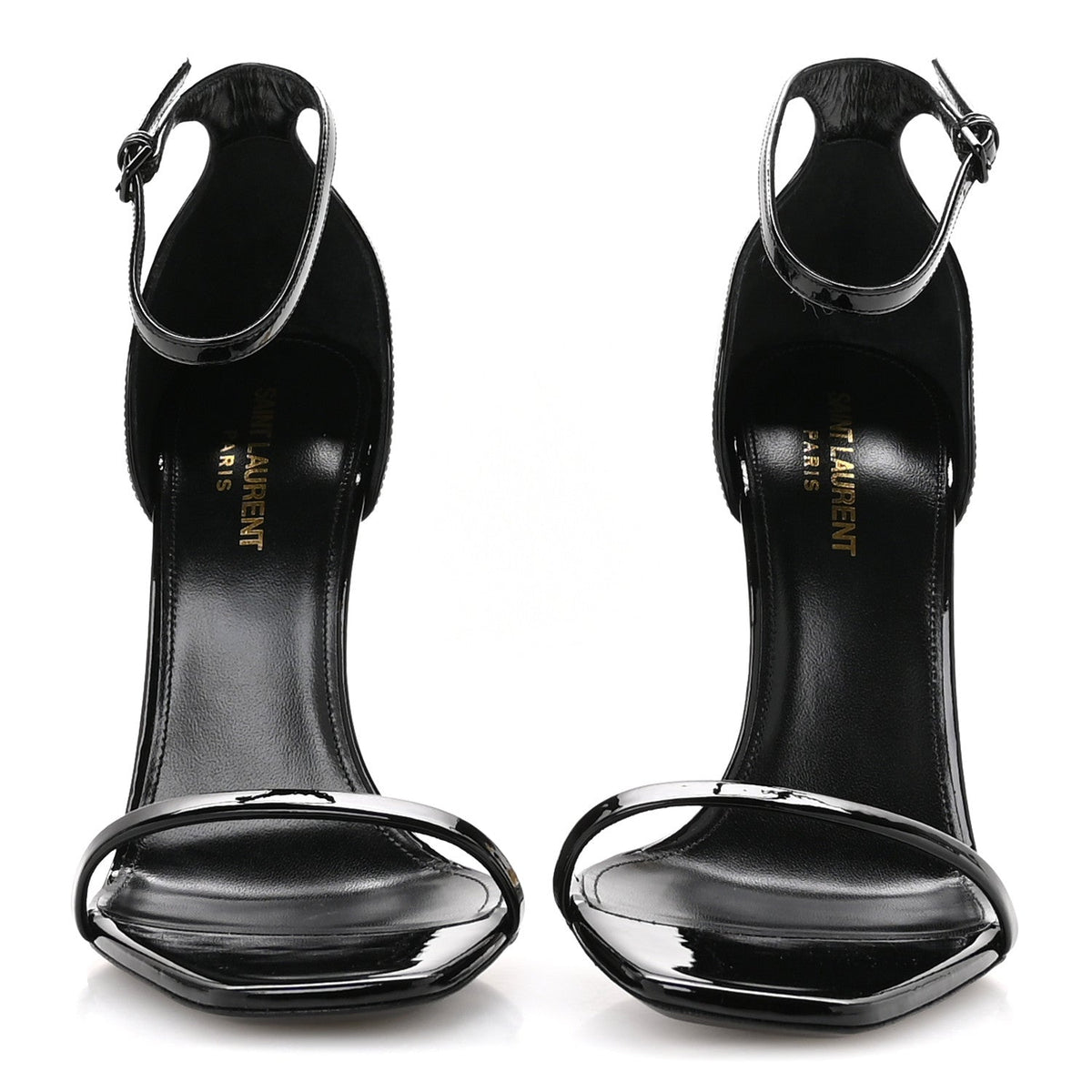 Patent Calfskin Opyum 110 Sandals 39.5 Black Gold