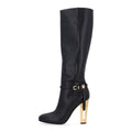 Vitello Delfina Knee High Boots 38.5 Black