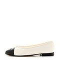 Lambskin Cap Toe CC Ballerina Flats 38.5 White Black