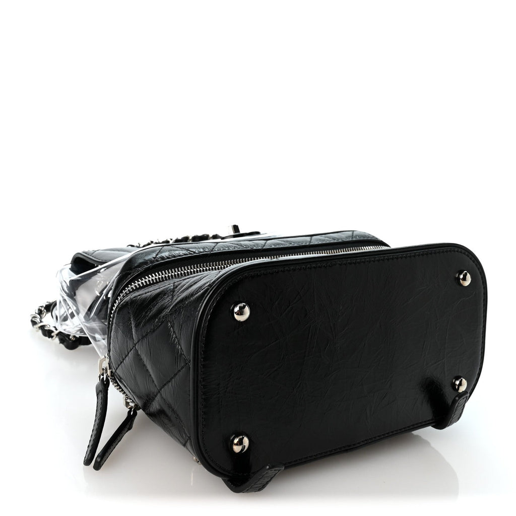 Crumpled Calfskin PVC Quilted Backpack Black