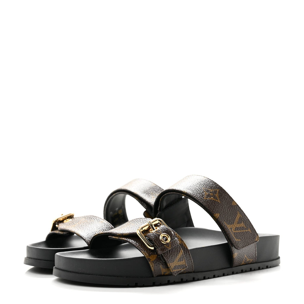 Monogram Bom Dia Mule Sandals 38.5 Black