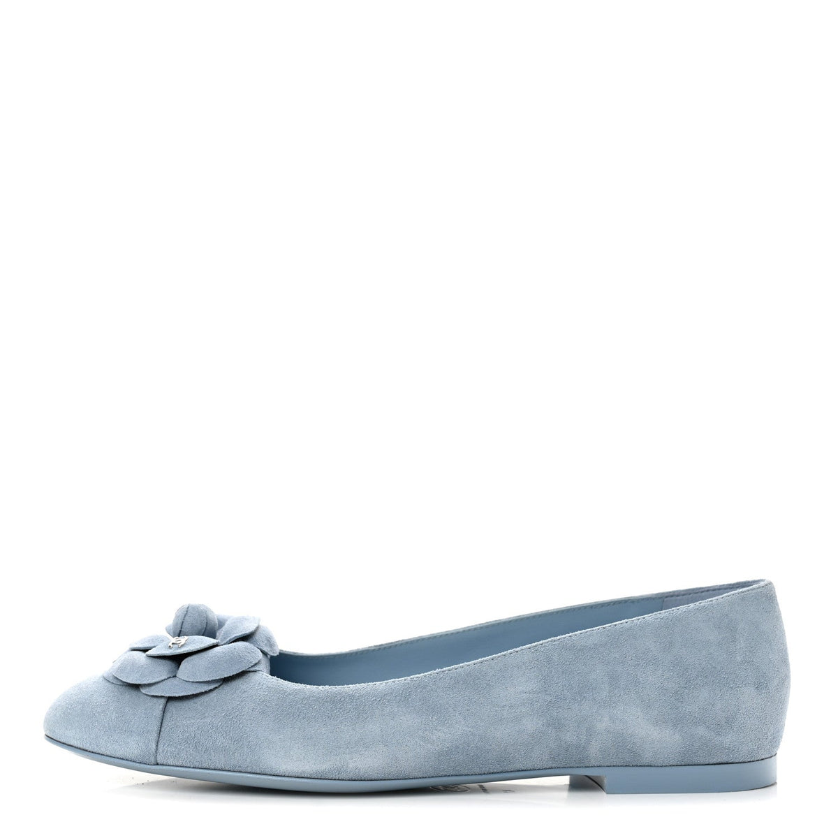 Suede Cap Toe Camellia Ballerina Flats 41 Light Blue
