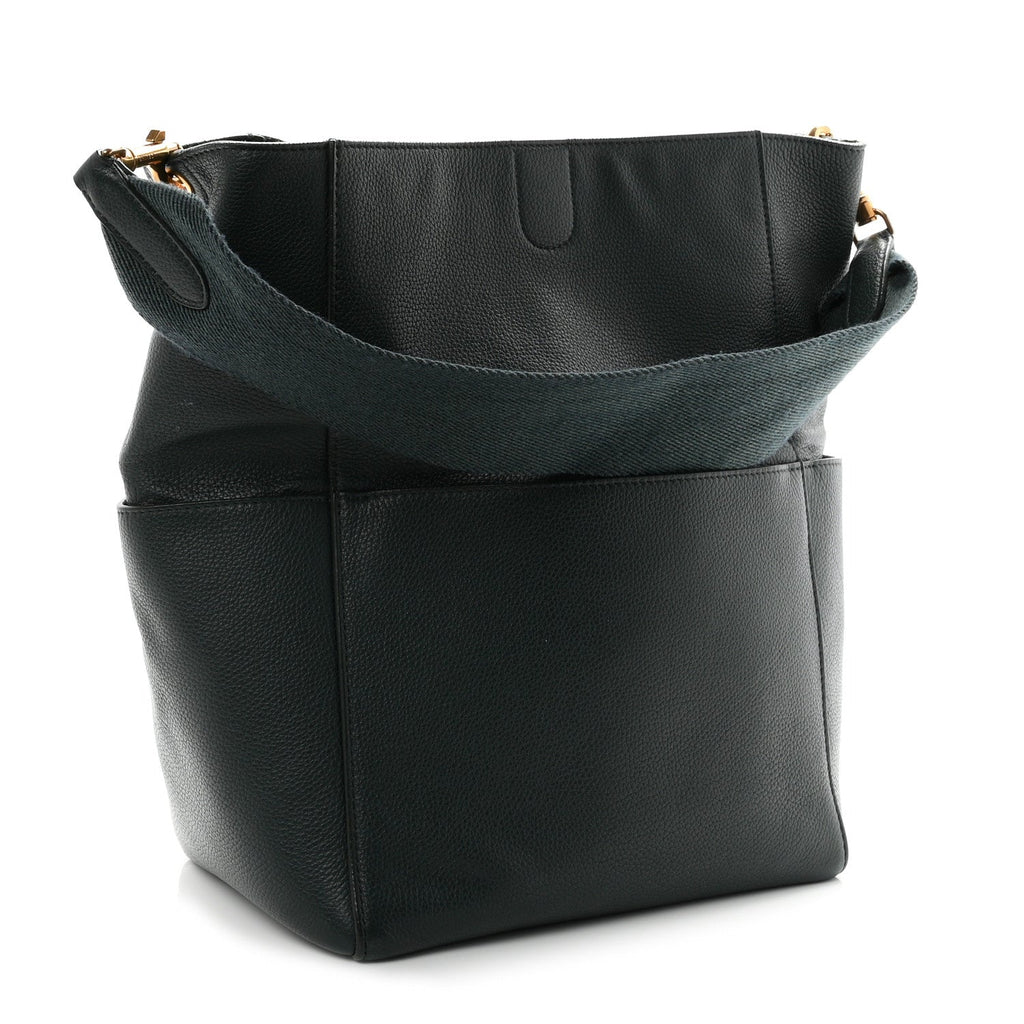 Soft Grained Calfskin Sangle Bucket Bag Amazone
