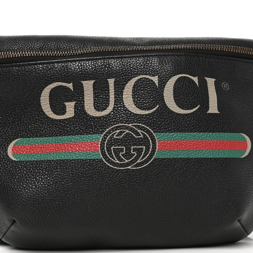 Grained Calfskin Logo Belt Bag Black