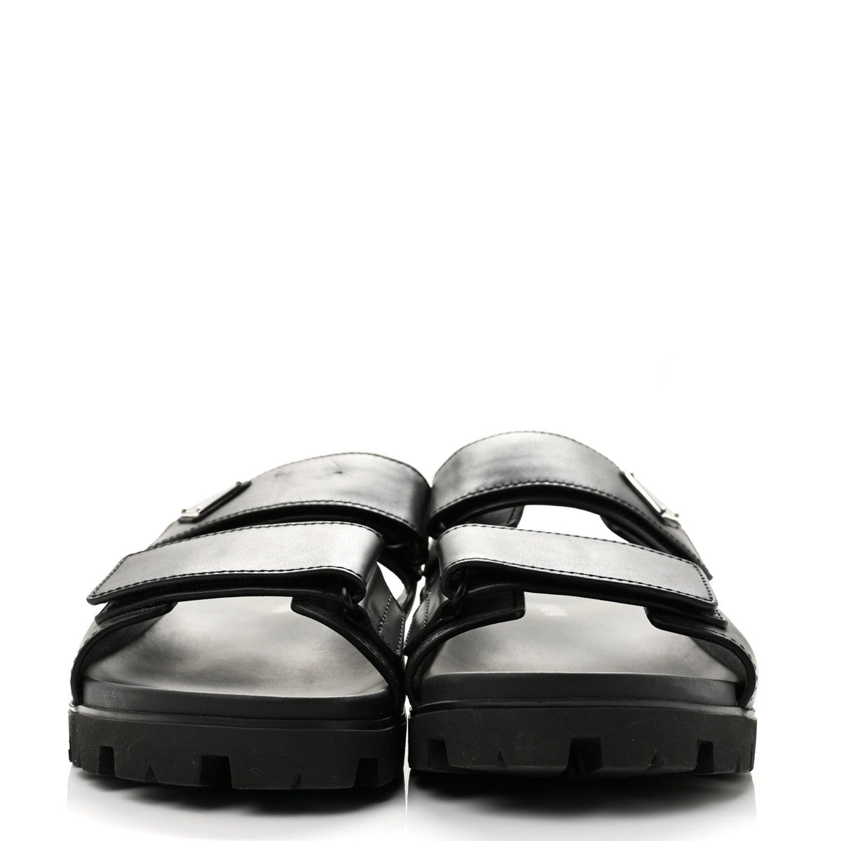 Vitello Sport Triangle Logo Mens Strap Sandals 11 Black