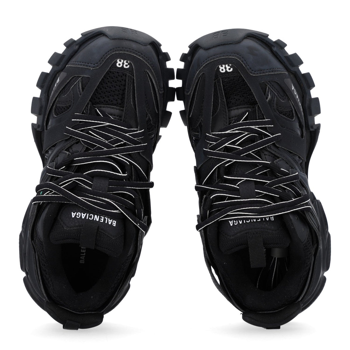 Rubber Mesh Fabric Womens Track Sneakers 38 Black