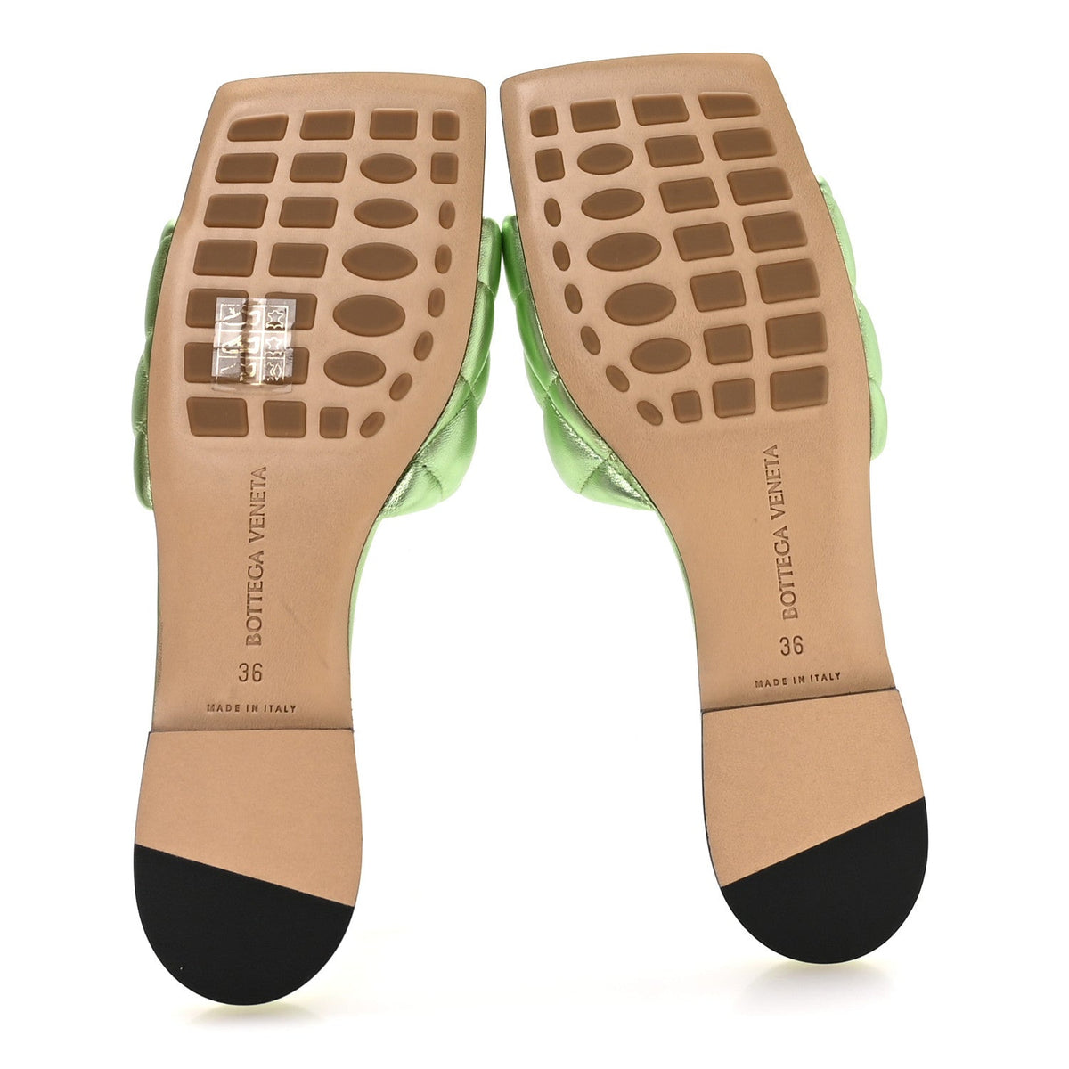 Metallic Nappa Reflection Matelasse Padded Flat Sandals 36 Pistachio