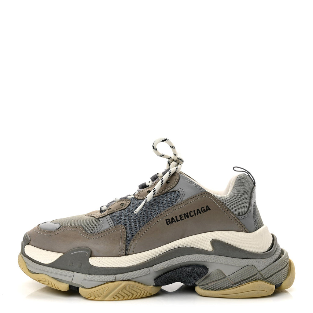 Fabric Mesh Mens Triple S Sneakers 8 Grey Multicolor