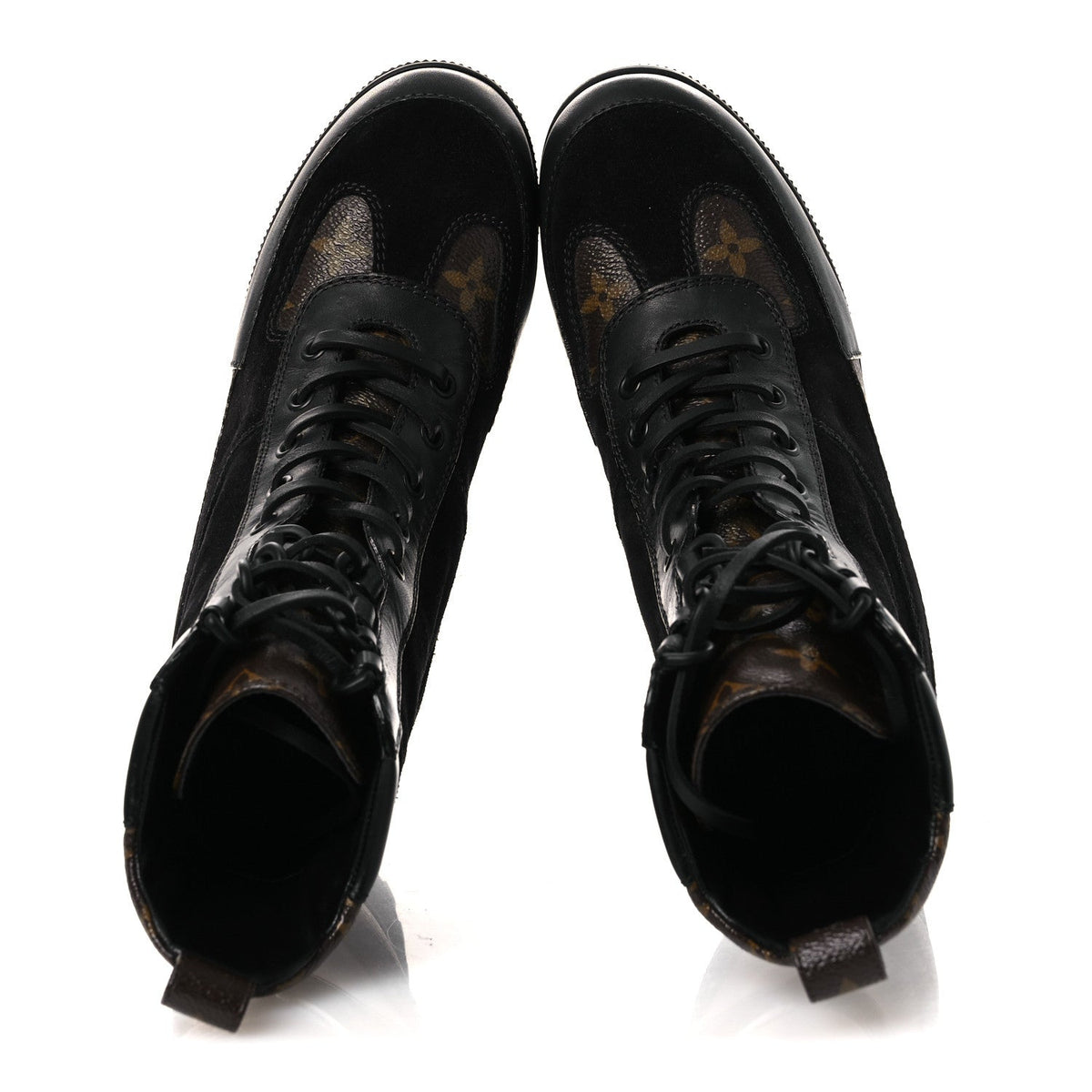Suede Calfskin Monogram Laureate Platform Desert Boots 36 Black