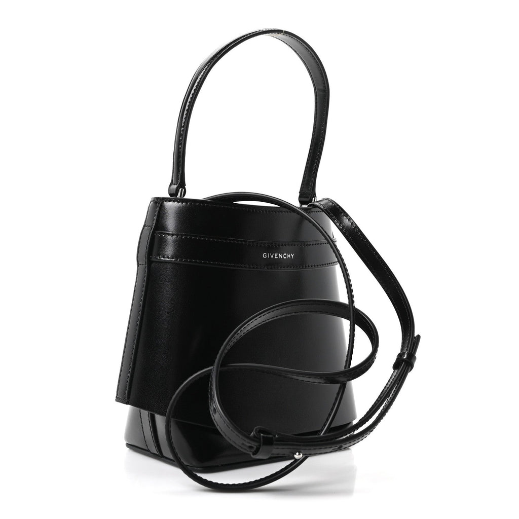 Box Calfskin Shark Lock Bucket Bag Black