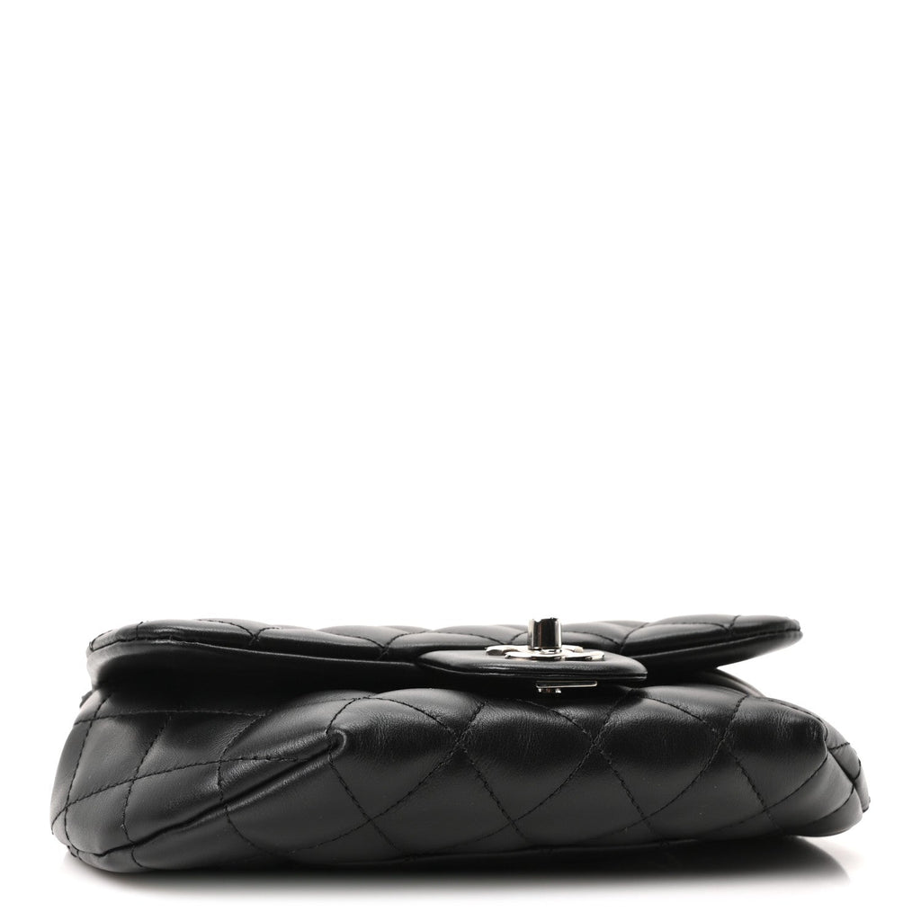 Calfskin Quilted CC Uniform Flap Belt Bag Black