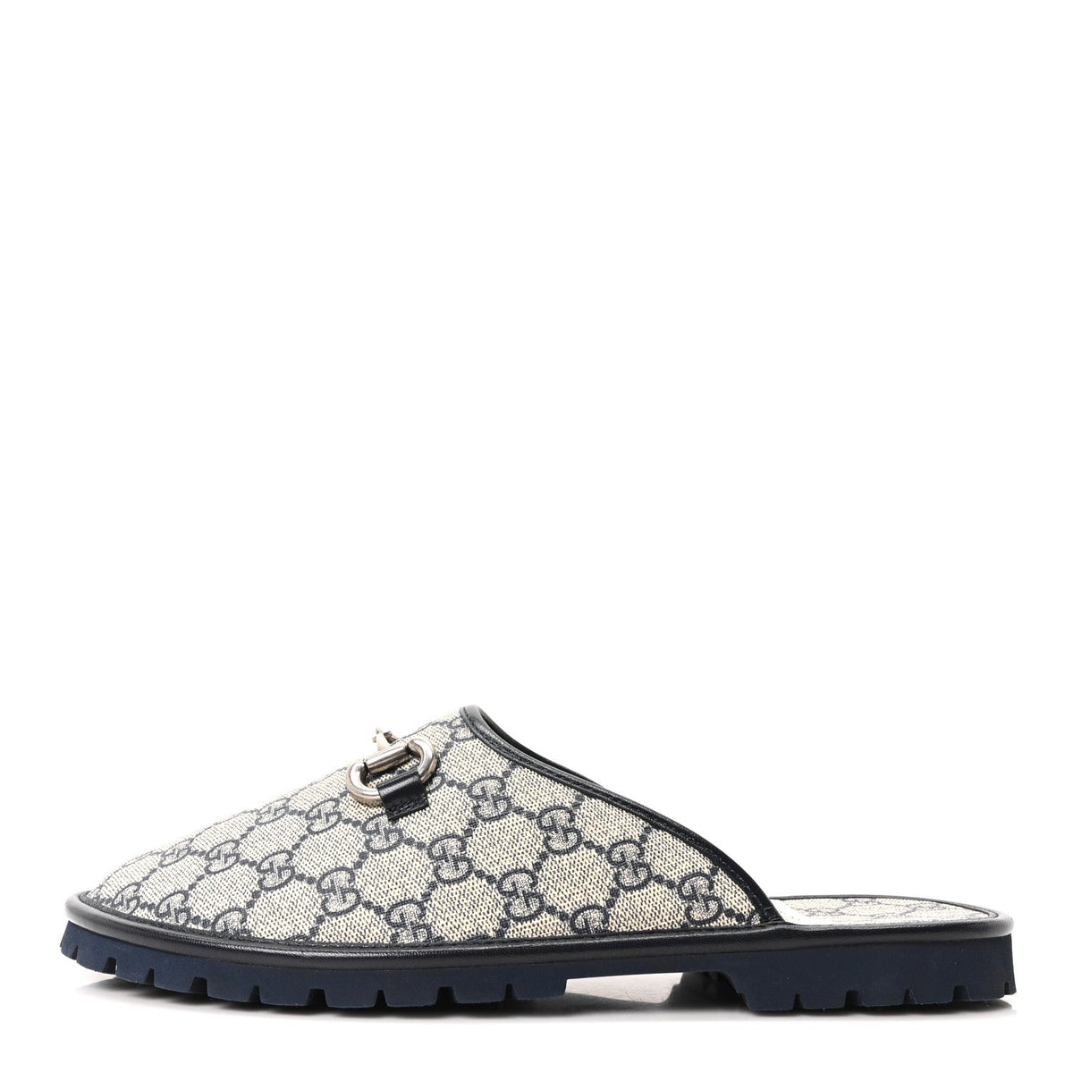 GG Supreme Monogram Granada Kid Mens Horsebit Lug Sole Mules 8.5 Beige Blue