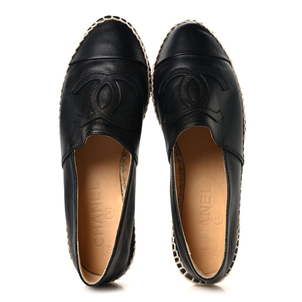 Lambskin CC Espadrilles  38 Black