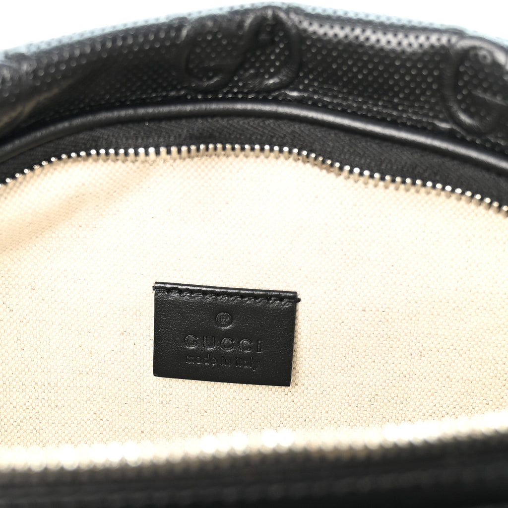 Calfskin GG Tennis Embossed Pocket Belt Bag Black