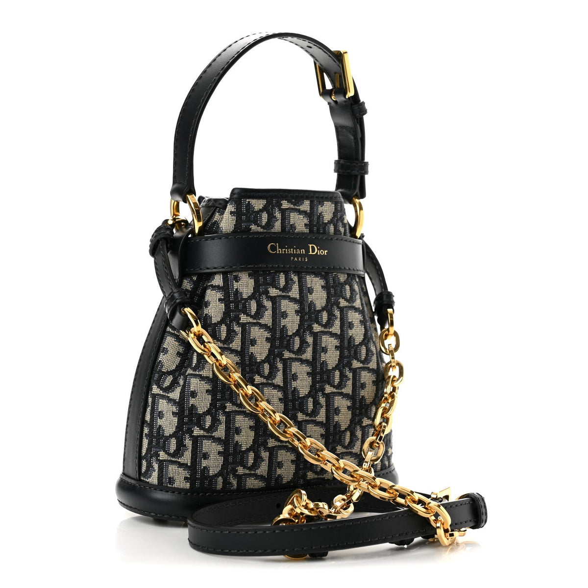 Oblique Calfskin Small C'est Dior Bucket Bag Blue