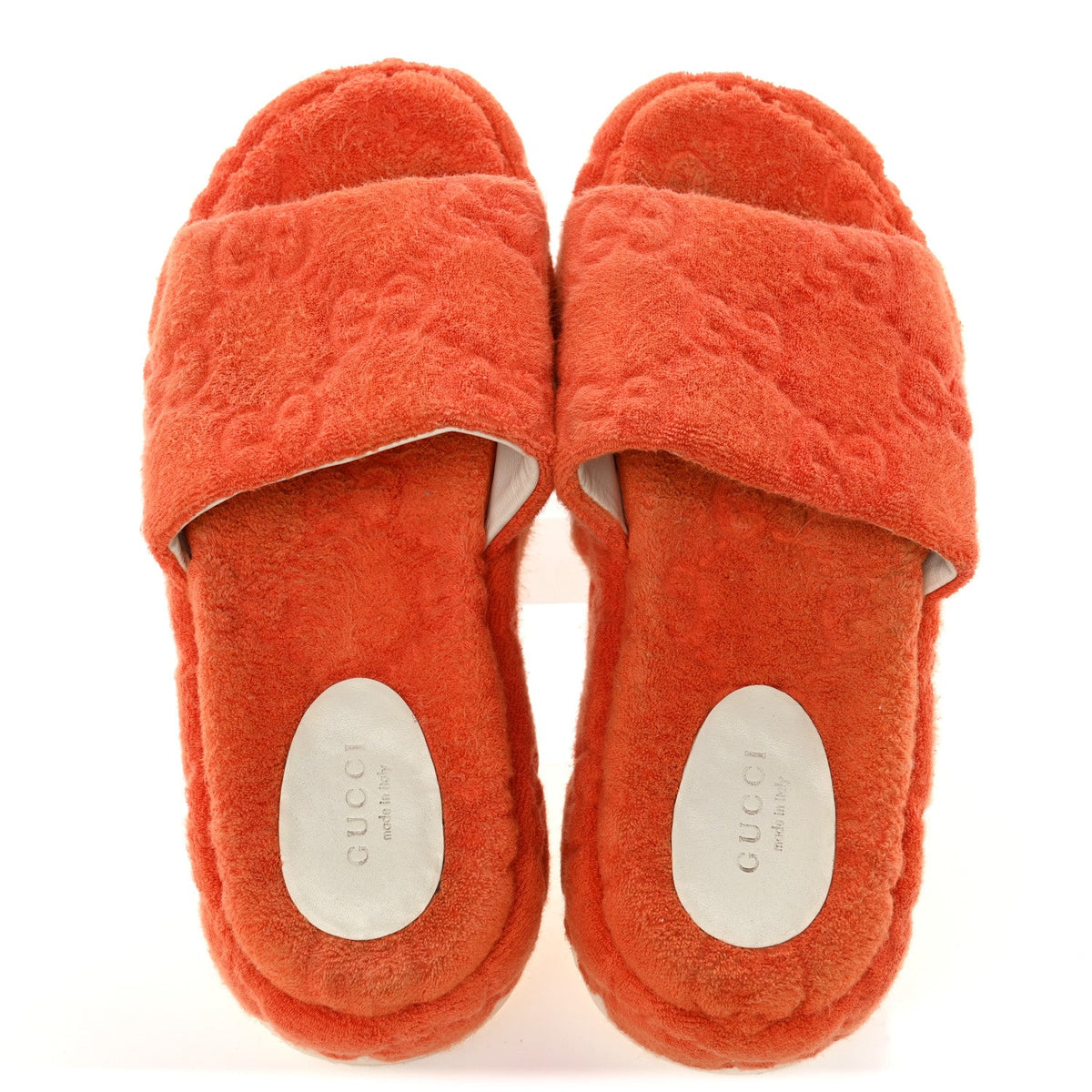 Terry Cloth GG Monogram Angelina Platform 55mm Slide Sandals 36 Deep Orange