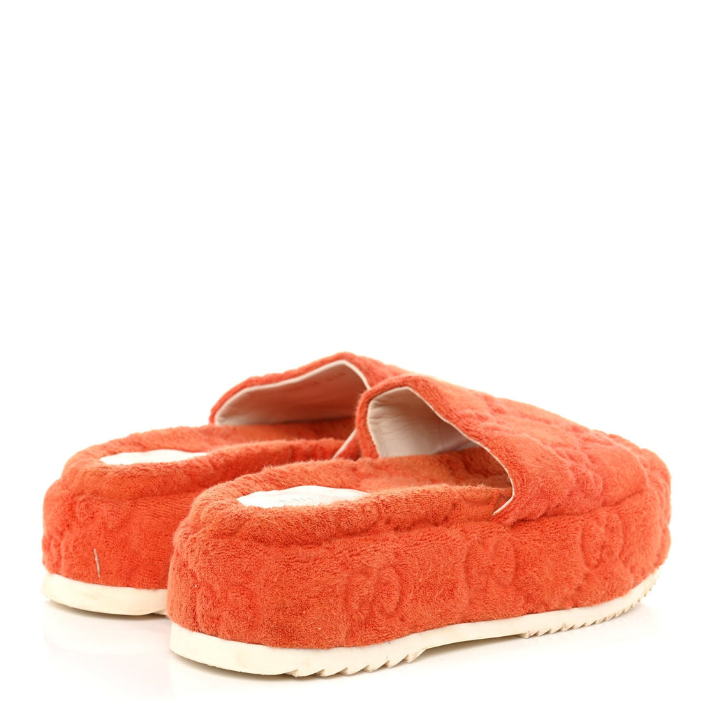 Terry Cloth GG Monogram Angelina Platform 55mm Slide Sandals 36 Deep Orange