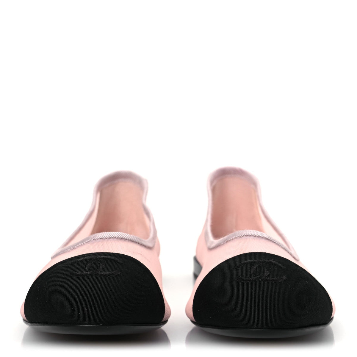 Mesh Grosgrain CC Ballerina Flats 39.5 Pink Black