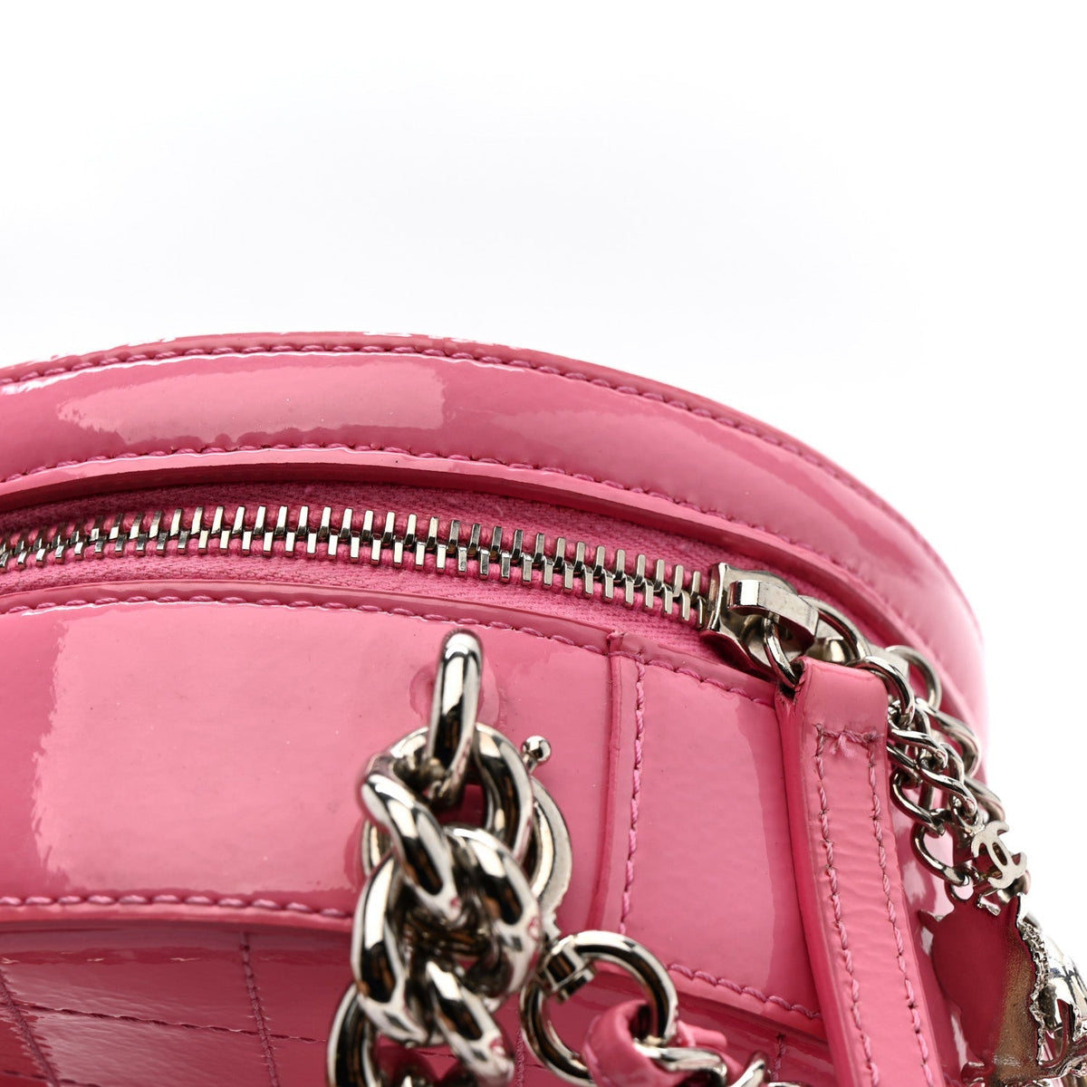 Patent Round As Earth Evening Bag Pink