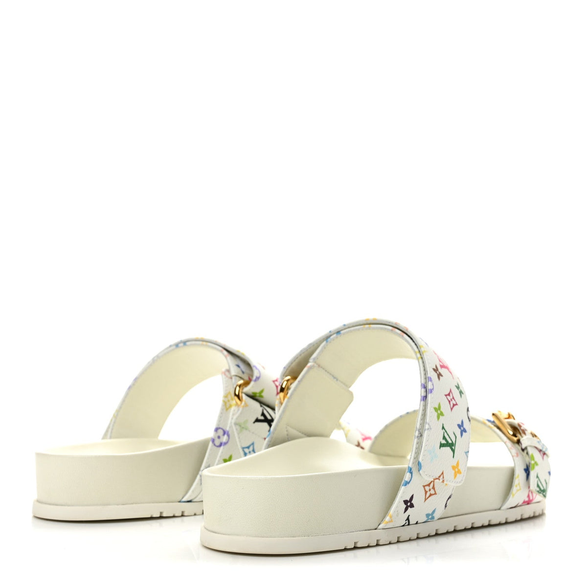 LV X TM Monogram Multicolor Bom Dia Comfort Mule Sandals 38 White