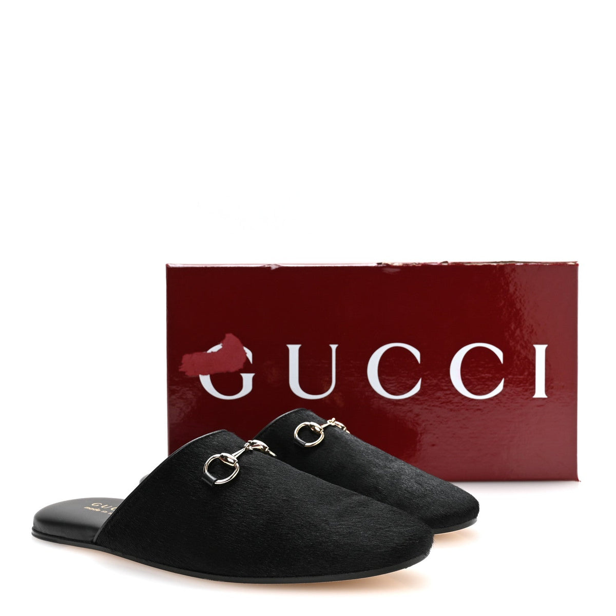 Fur Horsebit Womens Mules 37.5 Black