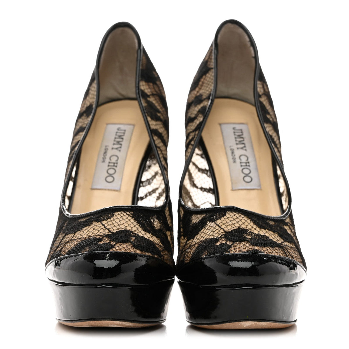 Lace Patent Pumps 36.5 Black
