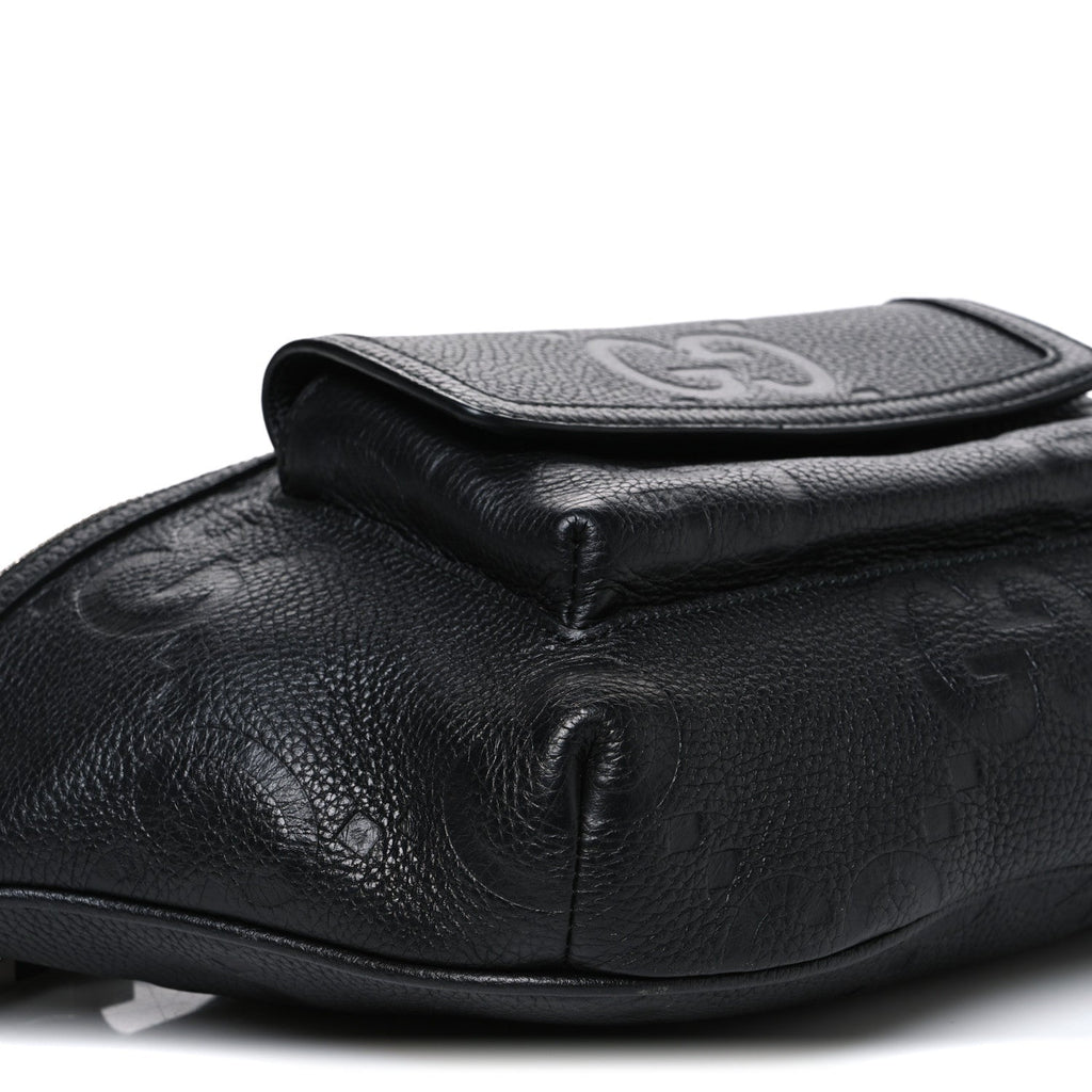 Calfskin GG Tennis Embossed Pocket Belt Bag Black