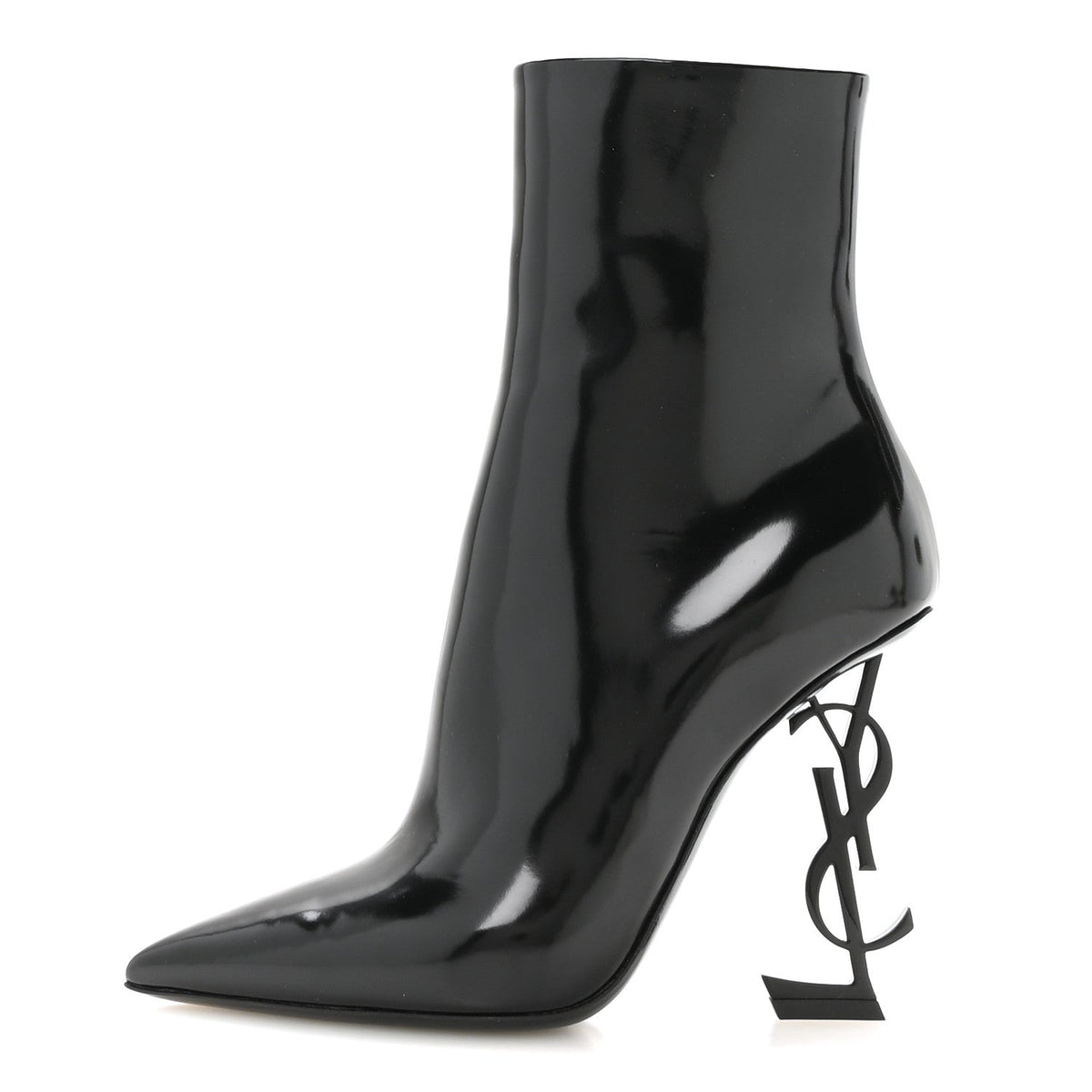 Glazed Calfskin Opyum Ankle Boots 37 Black