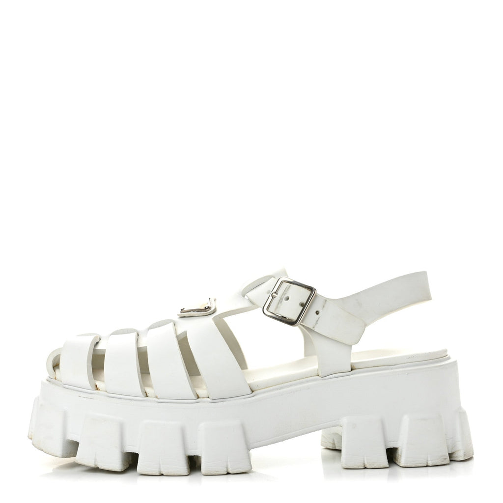 Foam Rubber Triangle Logo Monolith 55mm Cage Sandals 38 White