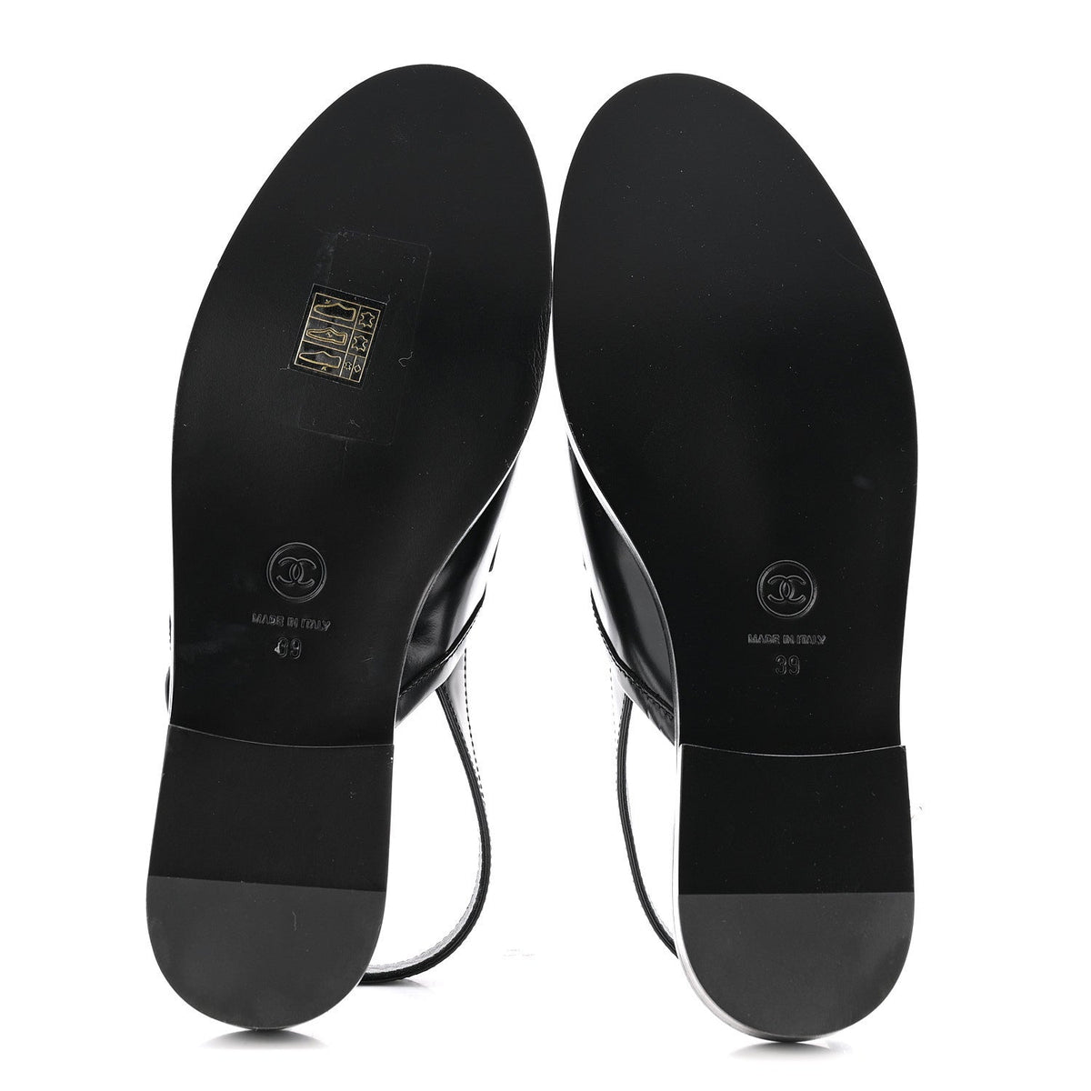 Shiny Calfskin Slingback Loafers 39 Black