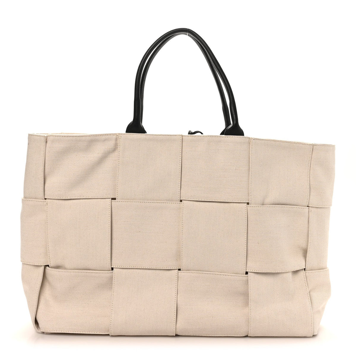Canvas Maxi Intrecciato Large Arco Tote Beige Black
