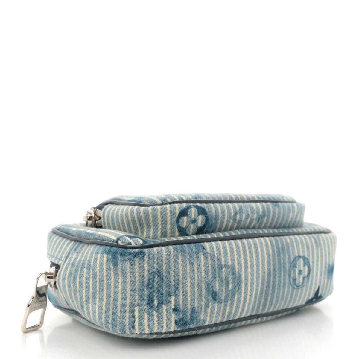Hickory Stripes Denim Monogram Watercolor Outdoor Pouch Blue