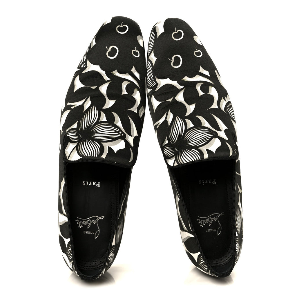 Satin Petunia Mens Dandelion Flat Loafers 42 Black White