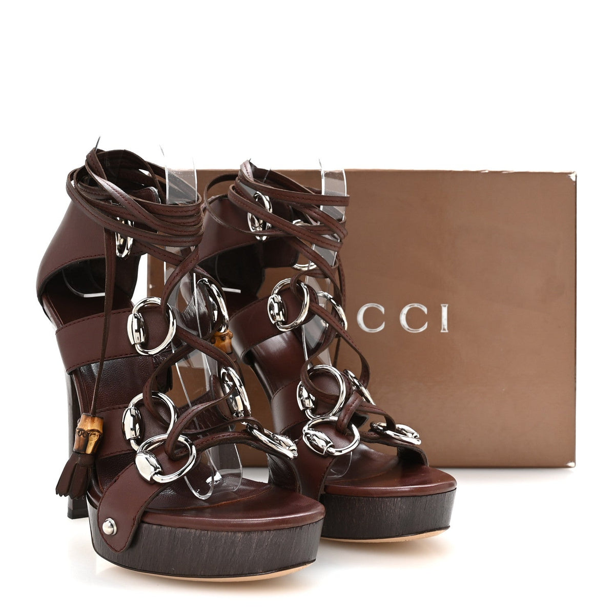 Calfskin Strappy Platform Sandals 7.5 Spice